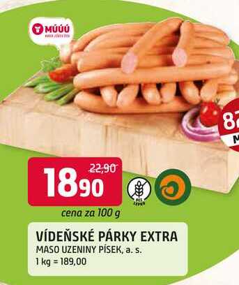 VÍDEŇSKÉ PÁRKY EXTRA 100g