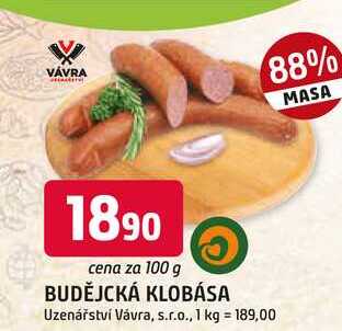 BUDĚJCKÁ KLOBÁSA 100g