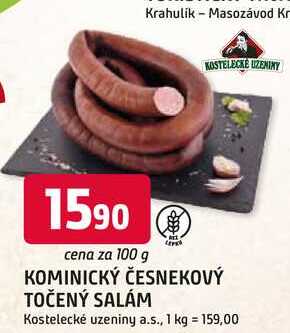 KOMINICKÝ ČESNEKOVÝ TOČENÝ SALÁM 100g