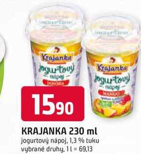 KRAJANKA 230 ml jogurtový nápoj, 1,3% tuku 