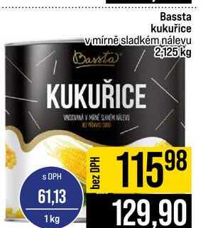 Bassta kukuřice vmírně sladkém nálevu 2,125 kg 