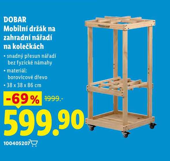 DOBAR Mobilní držák na zahradní nářadí na kolečkách 