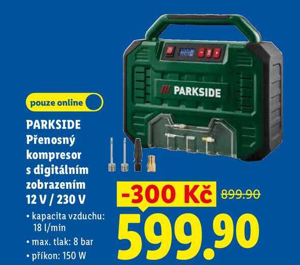 PARKSIDE Přenosný kompresor s digitálním zobrazením 12 V / 230 V 