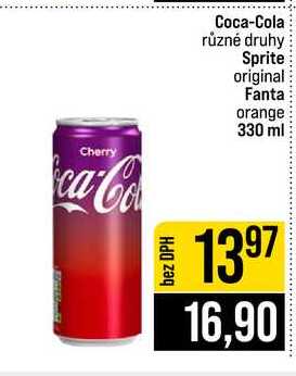 Coca-Cola různé druhy Sprite original Fanta orange 330 ml