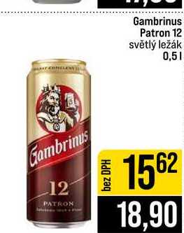 Gambrinus Patron 12 světlý ležák 0,5l