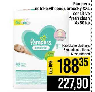 Pampers dětské vlhčené ubrousky XXL sensitive fresh clean 4x80 ks JIP