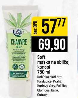 Soft maska na obličej konopí 750 ml JIP