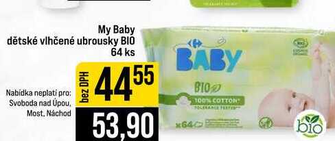 My Baby dětské vlhčené ubrousky BIO 64 ks JIP