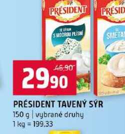 PRÉSIDENT TAVENÝ SÝR 150 g vybrané druhy