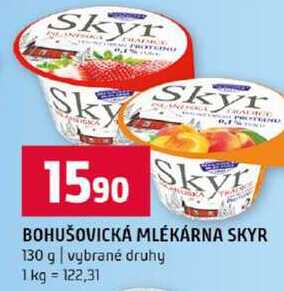 BOHUŠOVICKÁ MLÉKÁRNA SKYR 130 g vybrané druhy 
