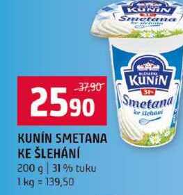 KUNIN SMETANA KE ŠLEHÁNÍ 200 g 31% tuku