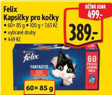Felix Kapsičky pro kočky, 60x 85 g 