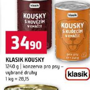 KLASIK KOUSKY 1240 g konzerva pro psy vybrané druhy