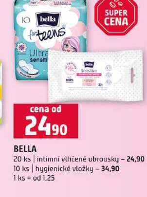 BELLA 20 ks intimní vlhčené ubrousky 10 ks hygienické vložky Terno