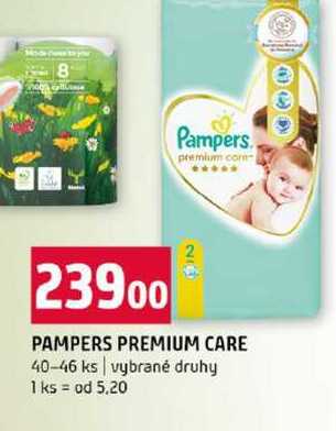 PAMPERS PREMIUM CARE 40-46 ks vybrané druhy Terno