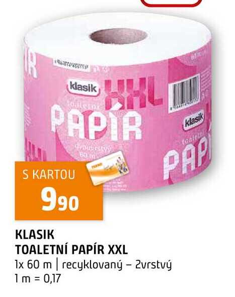 KLASIK TOALETNÍ PAPÍR XXL 1x 60 m recyklovaný 2vrstvý