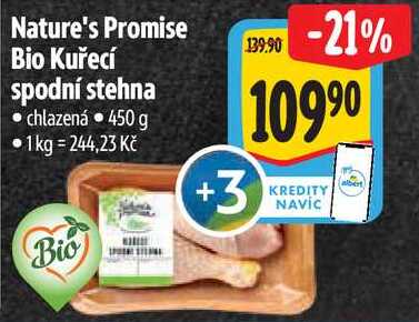 Nature's Promise Bio Kuřecí spodní stehna, 450 g