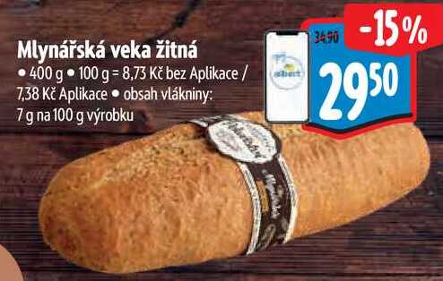 Mlynářská veka žitná, 400 g 