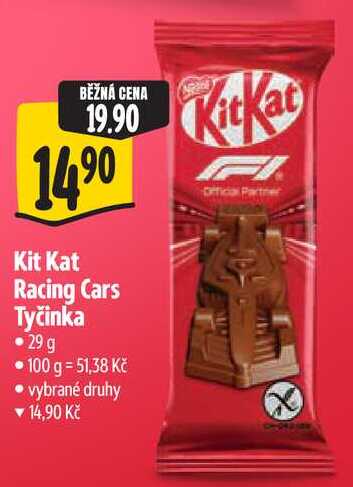 Kit Kat Racing Cars Tyčinka, 29 g