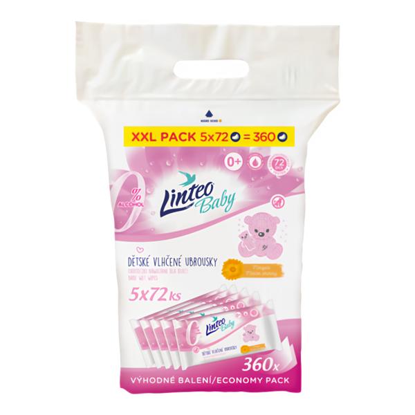 Linteo Baby Dětské vlhčené ubrousky s měsíčkem lékařským XXL Pack 5x72ks Košík.cz