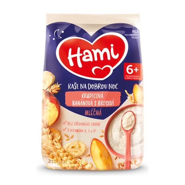 Hami Mléčná krupicová kaše na dobrou noc Banánová s broskví Košík.cz