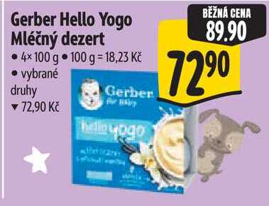 Gerber Hello Yogo Mléčný dezert, 4x 100 g Albert