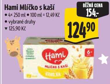 Hami Mlíčko s kaší, 4x 250 ml • Albert