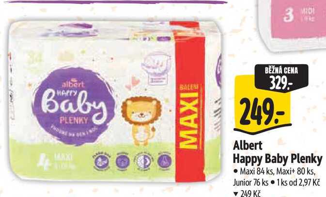 Albert Happy Baby Plenky, Maxi 84 ks, Maxi+ 80 ks, Junior 76 ks Albert