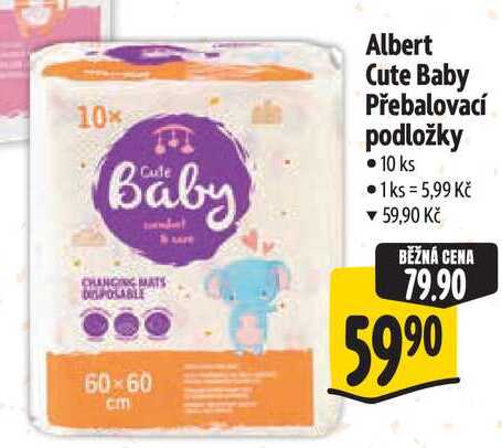 Albert Cute Baby Přebalovací podložky, 10 ks Albert