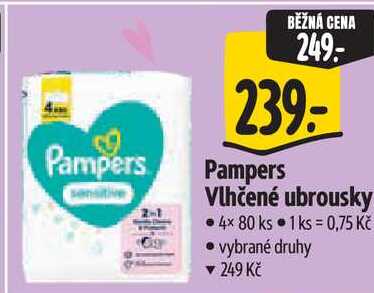 Pampers Vlhčené ubrousky, 4x 80 ks Albert