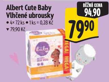 Albert Cute Baby Vlhčené ubrousky, 4x 72 ks Albert
