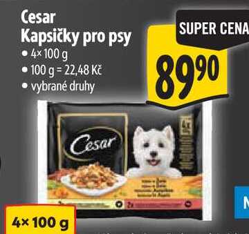 Cesar Kapsičky pro psy, 4x 100 g