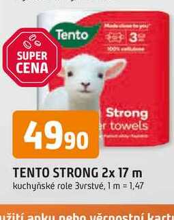 TENTO STRONG 2x 17 m kuchyňské role 3vrstvé Trefa