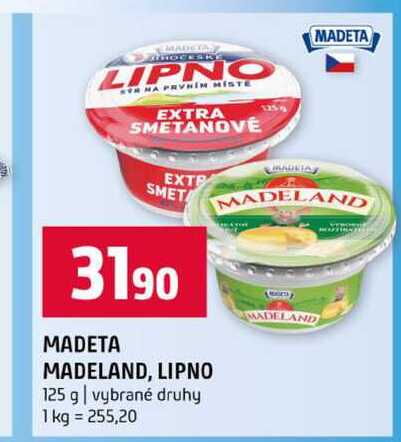 MADETA MADELAND, LIPNO 125 g vybrané druhy
