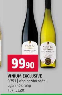 VINIUM EXCLUSIVE 0,75l vino pozdní sběr vybrané druhy
