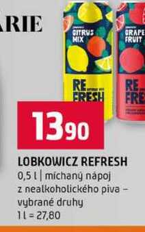 LOBKOWICZ REFRESH 0,5l míchaný nápoj z nealkoholického piva vybrané druhy