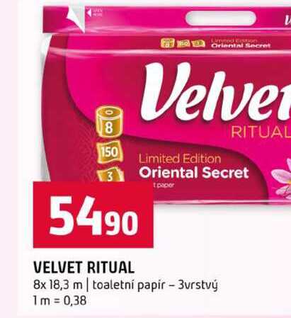 VELVET RITUAL 8x 18,3 m toaletní papír 3vrstvý Terno