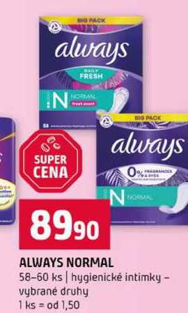 ALWAYS NORMAL 58-60 ks hygienické intimky vybrané druhy Terno