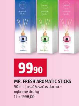 MR. FRESH AROMATIC STICKS 50 ml osvěžovač vzduchu vybrané druhy Terno