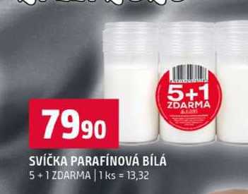 SVÍČKA PARAFÍNOVÁ BÍLÁ 5+1 ZDARMA Terno