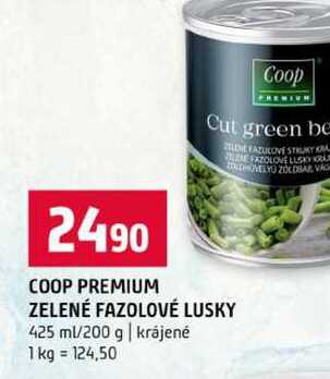COOP PREMIUM ZELENÉ FAZOLOVÉ LUSKY 425 ml/200 g krájené 