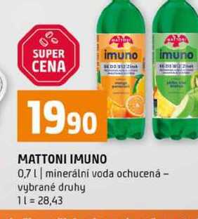 MATTONI IMUNO 0,7l minerální voda ochucená vybrané druhy