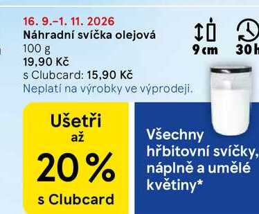Náhradní svíčka olejová, 100 g Tesco