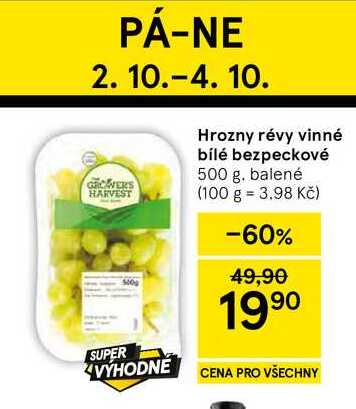 Hrozny révy vinné bílé bezpeckové, 500 g
