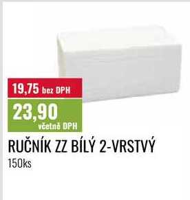 RUČNÍK ZZ BÍLÝ 2-VRSTVÝ, 150ks Ratio