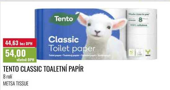 TENTO CLASSIC TOALETNÍ PAPÍR, 8 rolí
