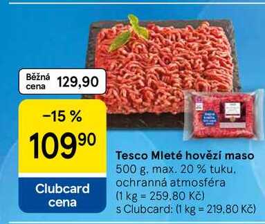 Tesco Mleté hovězí maso, 500 g. max. 20% tuku