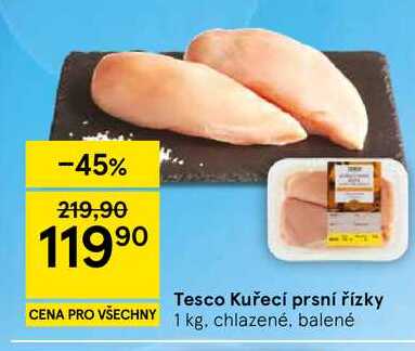 Tesco Kuřecí prsní řízky, 1 kg, chlazené