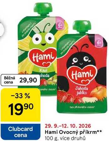 Hami Ovocný příkrm, 100 g, více druhů Tesco