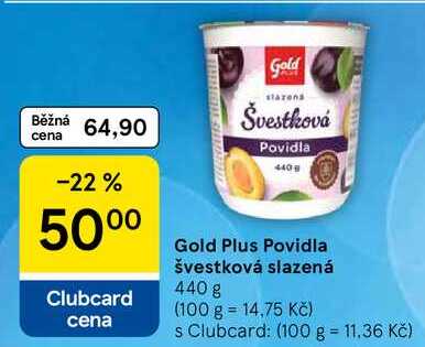 Gold Plus Povidla švestková slazená, 440 g 